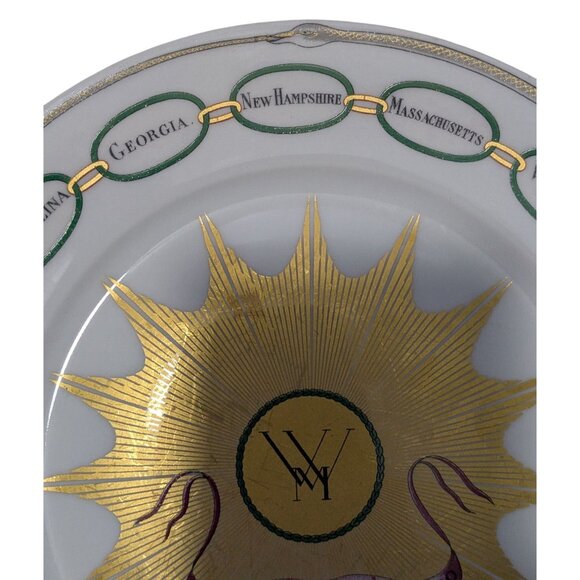Martha Washington Haviland Salad Plate Gold Starburst St names in Green Rings Li - Picture 8 of 14